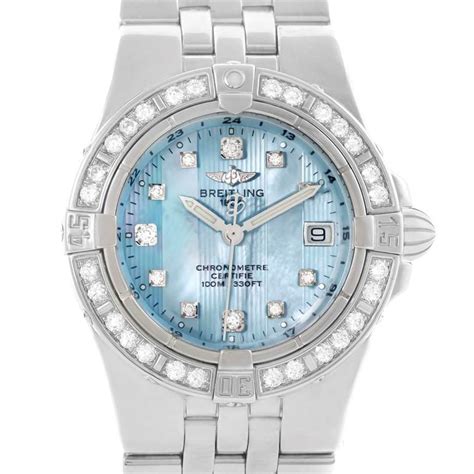 breitling a71430 diamond bezel blue mother of pearl|Breitling Starliner A71340 .